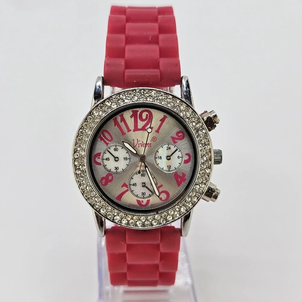 Women's Analog Watch 36MM Gray Dial Multicolor Plastic Bands NEW Battery